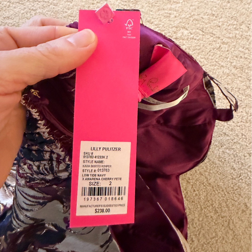 Lilly Pulitzer Purple and Silver Metallic Romper - Picture 4 of 4